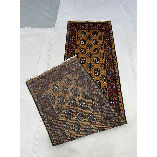 Textile Terracotta Brown Turkmen Wool Runner Rug, Tribal Geometric Gul Design For Sale - Image 7 of 13