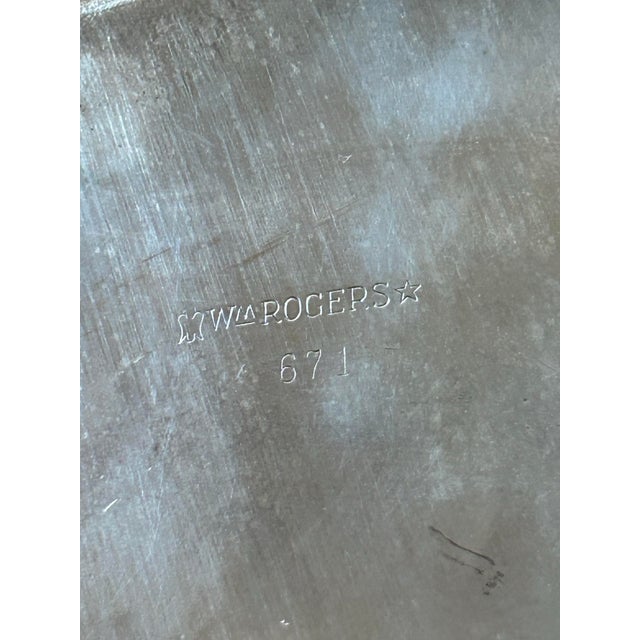 Silver 1960’s Wm Rogers Etched and Reticulated Silver Plate Gallery Tray For Sale - Image 8 of 9