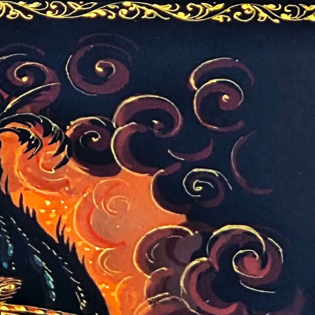 Russian Kholui Lacquer Box — Ruslan and the Head — Signed Gazaev 5.375" For Sale - Image 12 of 17