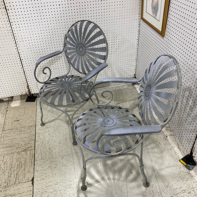 1930’s Francois Carre Sunburst Garden Arm Chairs - a Pair For Sale - Image 10 of 10