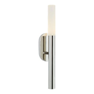 Kelly Wearstler for Visual Comfort Signature Rousseau Small Bath Sconce in Polished Nickel with Etched Crystal For Sale