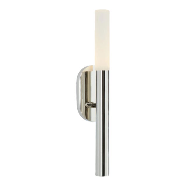 Kelly Wearstler for Visual Comfort Signature Rousseau Small Bath Sconce in Polished Nickel with Etched Crystal For Sale