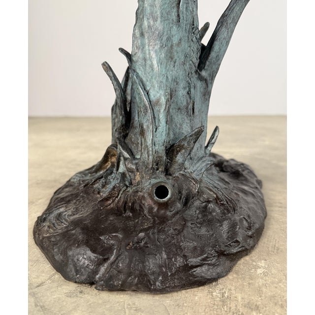 Bronze Frog Fountain Sculpture, 30” Tall, Verdigris Garden Water Feature For Sale - Image 14 of 14