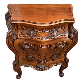Antique Art Nouveau Hand Carved Mahogany Nightstand For Sale