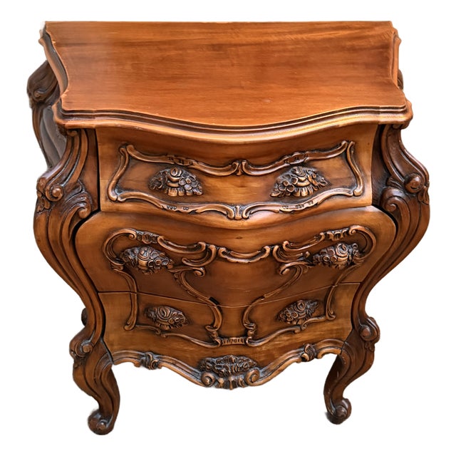 Antique Art Nouveau Hand Carved Mahogany Nightstand For Sale