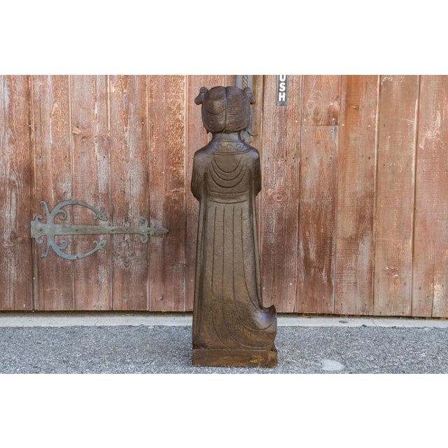 19th Century Hand Carved Black Stone Imperial Statue For Sale - Image 11 of 13