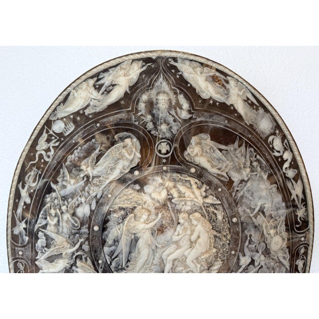 Victorian Vintage Milton Cameo Shield Stone Composite Wall Plaque – After Léonard Morel-Ladeuil For Sale - Image 3 of 9