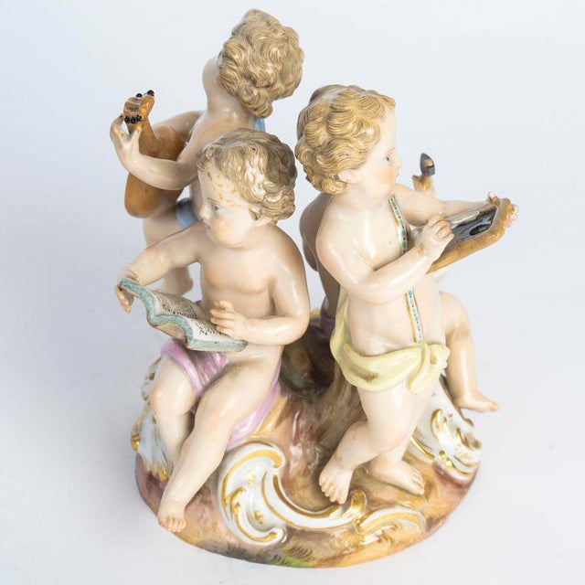 Small Meissen porcelain group, allegory of the arts, 19th century, Napoleon III era. 19th-century Meissen porcelain group,...