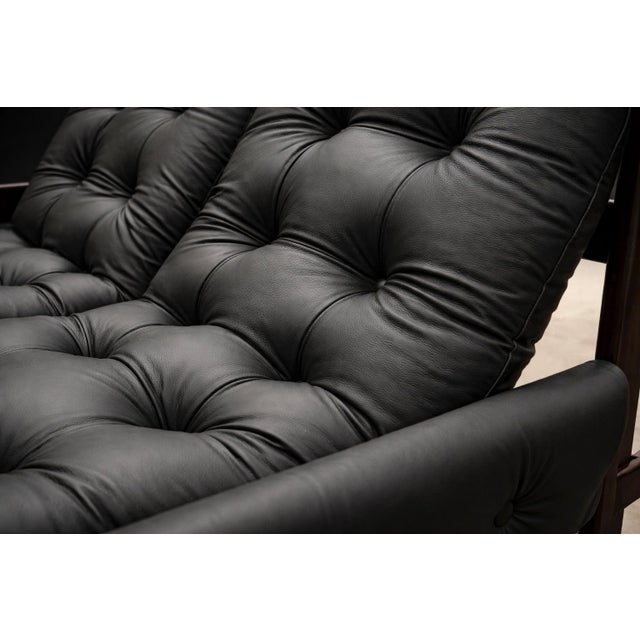Brazilian Modern Three-Seat Leather Sofa in Rosewood & Leather by Jean Gillon, 1970s For Sale In New York - Image 6 of 14