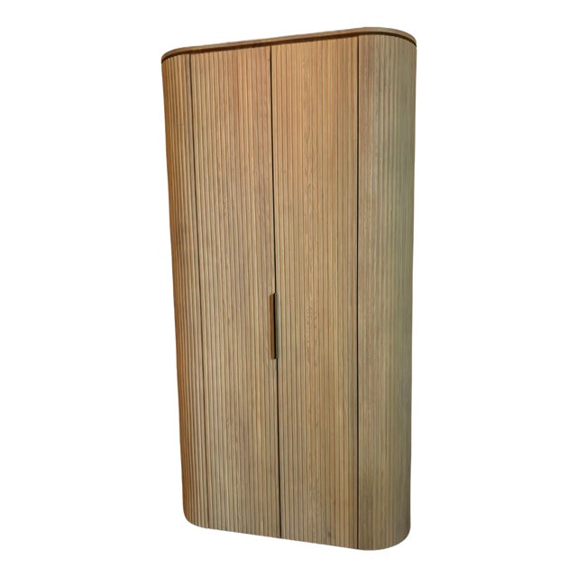 Rh (Restoration Hardware) Byron Storage Cabinet Light Oak/Brass Accents For Sale