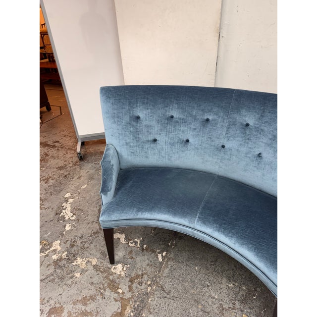 Bespoke Curved Velvet Banquette For Sale - Image 12 of 12