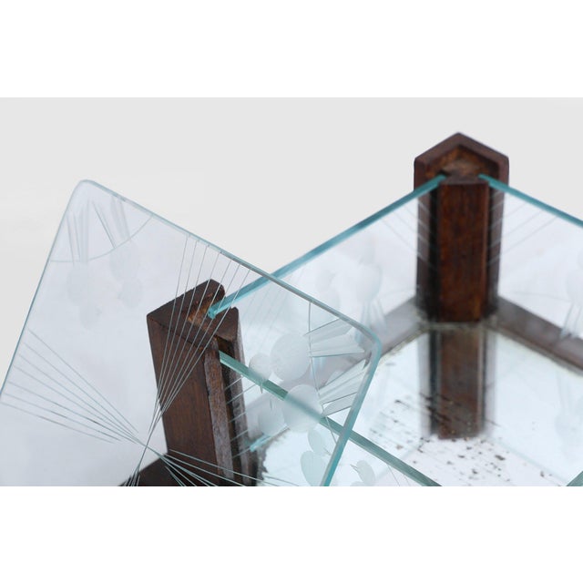Art Deco Jewelry Box in Facet Cut Glass and Oak, 1930s For Sale - Image 9 of 11