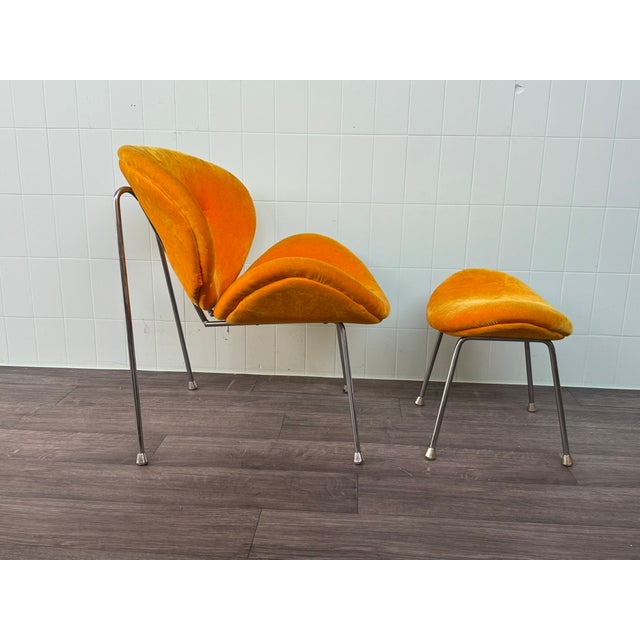 Armchair with matching footstool Pop Art style 1980s era The armchair is attributed to KARE DESIGN. The manufacturer's...