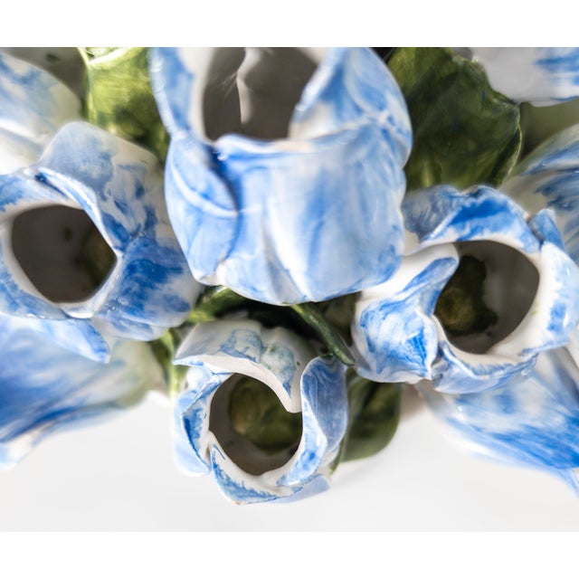 Mid-Century Italian Faience Majolica Floral Tulipiere Decorative Vase, Signed For Sale - Image 11 of 15