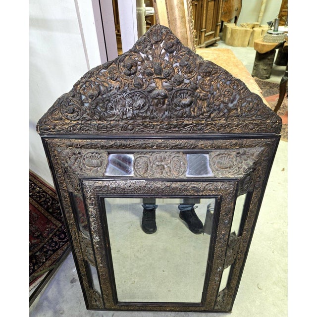 Antique Napoleon III Mirror in Repoussé and Patinated Copper For Sale - Image 5 of 9