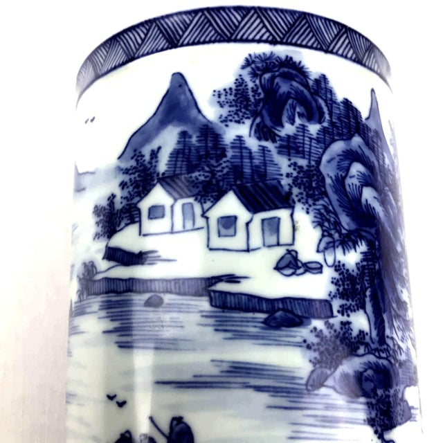Antique Chinese Porcelain Brush Pot For Sale - Image 10 of 13