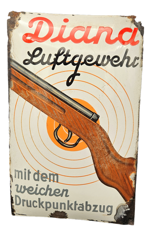 Diana Air Rifle Advertising Sign in Enamel, 1940s