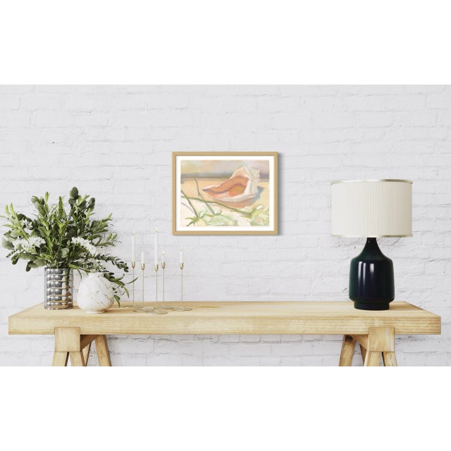 An original painting of a conch shell and roses, studied from life. Details: "conch shell with three white roses" •oil...