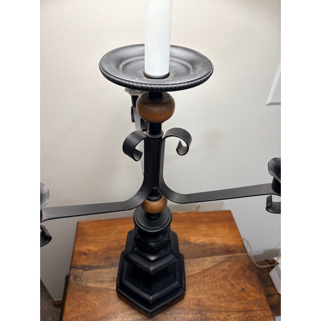 Mid 20th Century Neoclassical Revival Gas Style Candelabra Lamp For Sale - Image 4 of 10