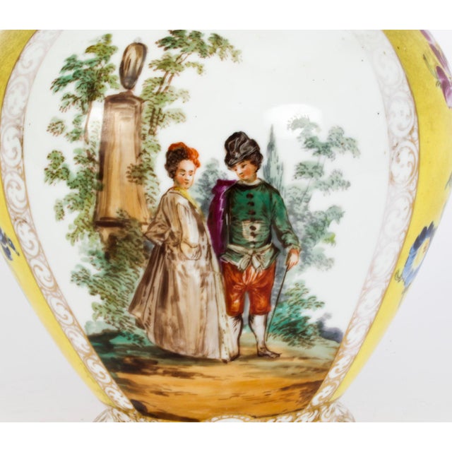 Early 20th Century Dresden Lidded Porcelain Vases & Covers, 1890s, Set of 2 For Sale - Image 5 of 18