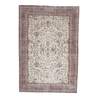 1970s Vintage Persian Handmade Wool Cotton Area Rug For Sale