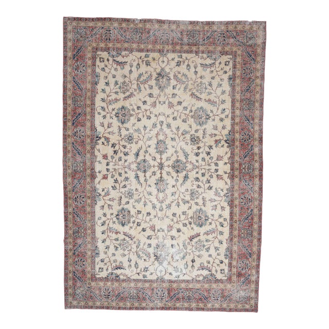 1970s Vintage Persian Handmade Wool Cotton Area Rug For Sale