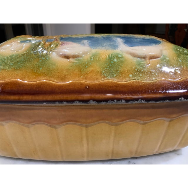 Antique French Barbotine Majolica Earthenware Pâté & Game Terrine / Tureen With Geese Pond Tableau For Sale In New Orleans - Image 6 of 9