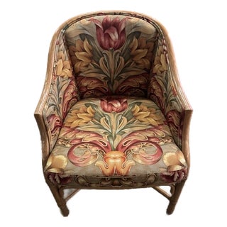 1960s Single McGuire Bamboo & Cane Upholstered Game Chair For Sale