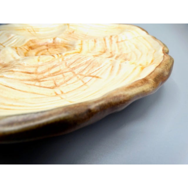 Modern French Trompe l'Oeil Faux Bois Glazed Organic Oyster Plate For Sale - Image 3 of 12