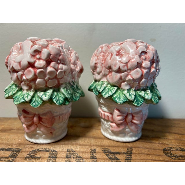Shabby Chic Vintage Figural Hydrangea Cream Sugar Salt & Pepper Set by Fitz & Floyd For Sale - Image 3 of 8