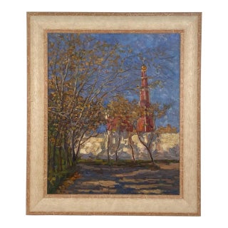 Vintage Painting of Novodevichy Monastery, Signed "Sergey, 1994" For Sale