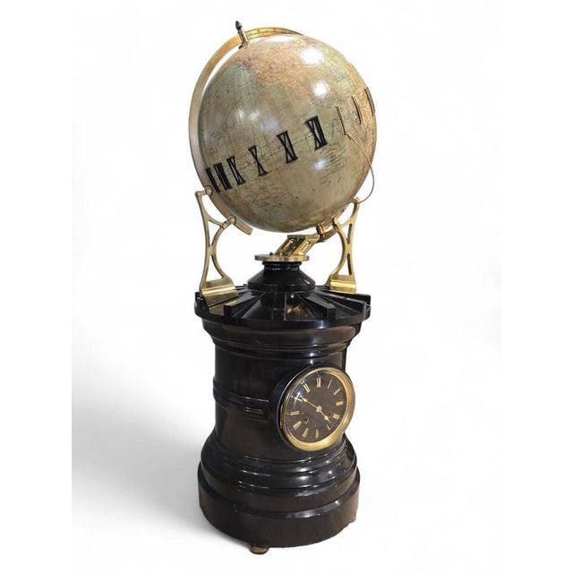 Late 19th Century Orrery Tellurio Rotating Terrestrial Globe Clock by Ludw. Jul. Heymann, Leipzig, 1885 For Sale - Image 5 of 16