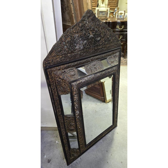 Black Antique Napoleon III Mirror in Repoussé and Patinated Copper For Sale - Image 8 of 9