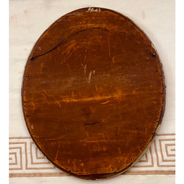Green Vintage 1930s Beveled Oval Mirror Hand Painted Naive Folk Art Frame For Sale - Image 8 of 12