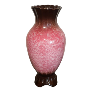 1920’s Japanese Art Deco Awaji Pottery Ceramic Mauve/Brown Mottled Footed Vase
