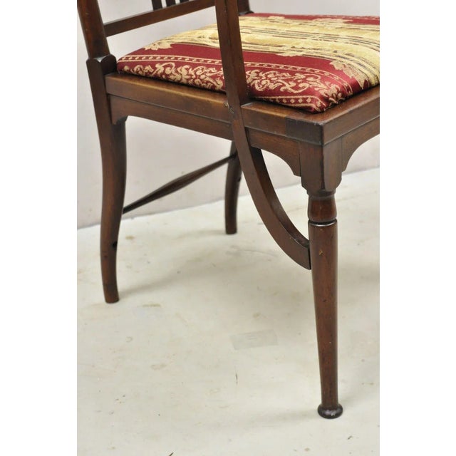 Early 20th Century Antique Mahogany Art Nouveau Tall Finial Parlor Chair After j.s. Henry For Sale - Image 5 of 13
