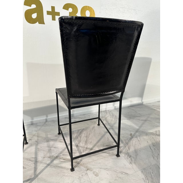 Metal Set of 6 Leather and Iron Vintage Italian Dining Chairs, 1970s For Sale - Image 7 of 7