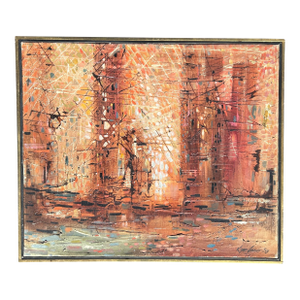 Lynn Sweat - Abstract Expressionist Painting - 'City' Signed and Dated 1958