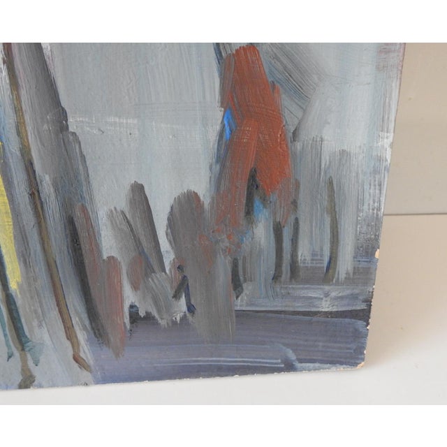 Mid-Century Modern Mid 20th Century Blue and Yellow Abstract Landscape Painting For Sale - Image 3 of 6