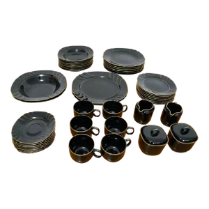 1980’s Art Deco Hollywood Regency 43-Piece Ranmaru China Dinnerware Set