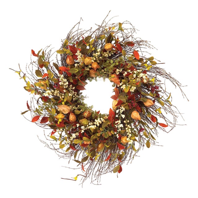 Cape Gooseberry Wreath 20"D For Sale