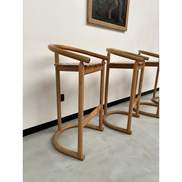 Vintage Stools in Oak by Allmimö, 1980s, Set of 4 For Sale - Image 18 of 18