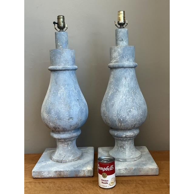 Vintage Monumental Faux Finished Balustrade Lamps - A Pair For Sale In West Palm - Image 6 of 12