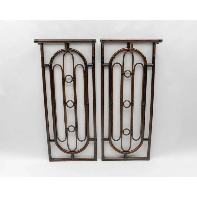 Rattan and Leather Wall Coat Rack, 1960s For Sale - Image 6 of 8