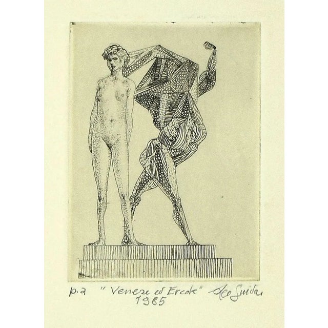 Leo Guida - Venus and Herakles- Etching - 1985 For Sale