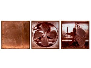 Pascal Kern, Large French Conceptual Sculpture Photograph Triptych Copper Frame Pascal Kern, 1987