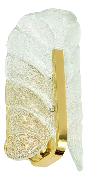 Scandinavian Wall Light in Glass and Brass Leaf by Carl Fagerlund for Orrefors, 1960s