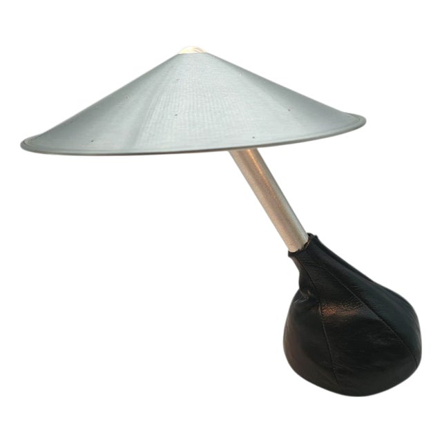 Pablo Pardo 1990s Postmodern Piccola Lamp in Black Leather and Aluminum For Sale