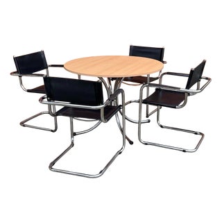 Italian Round Effezeta Dining Table with Chairs, 1990s, Set of 5 For Sale