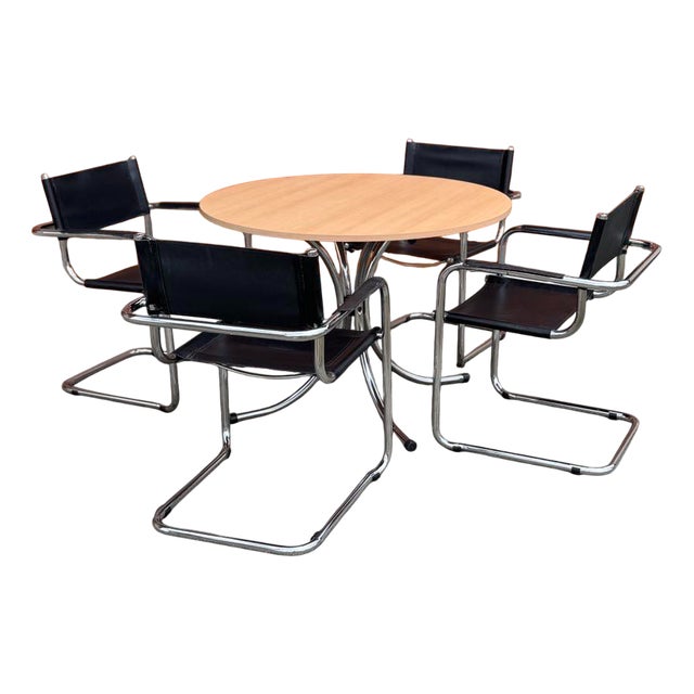 Italian Round Effezeta Dining Table with Chairs, 1990s, Set of 5 For Sale